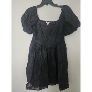 Allison & Kelly Black Puff Sleeve Textured Mini Dress Size Large